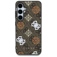 Guess 4G Printed Colored Peony Pattern MagSafe case for Samsung Galaxy S25 brown
