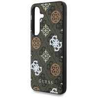 Guess 4G Printed Colored Peony Pattern MagSafe case for Samsung Galaxy S25 brown