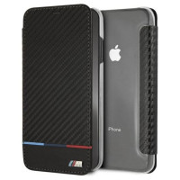 BMW Carbon Tricolor Stripe iPhone XS Max Case - Black