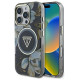 Guess Glitter Flowers Triangle Buttons MagSafe case for iPhone 16 Pro Max black