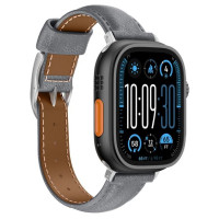 Amazingthing Class Band Leather Strap for Apple Watch 45 / 46 / 49 mm - Gray
