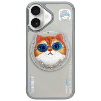 Nimmy Glasses Cool Cat MagSafe Case for iPhone 16 - Gray