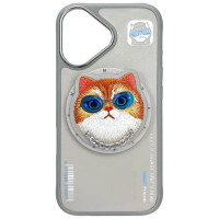Nimmy Glasses Cool Cat MagSafe Case for iPhone 16 - Gray