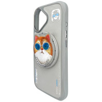 Nimmy Glasses Cool Cat MagSafe Case for iPhone 16 - Gray