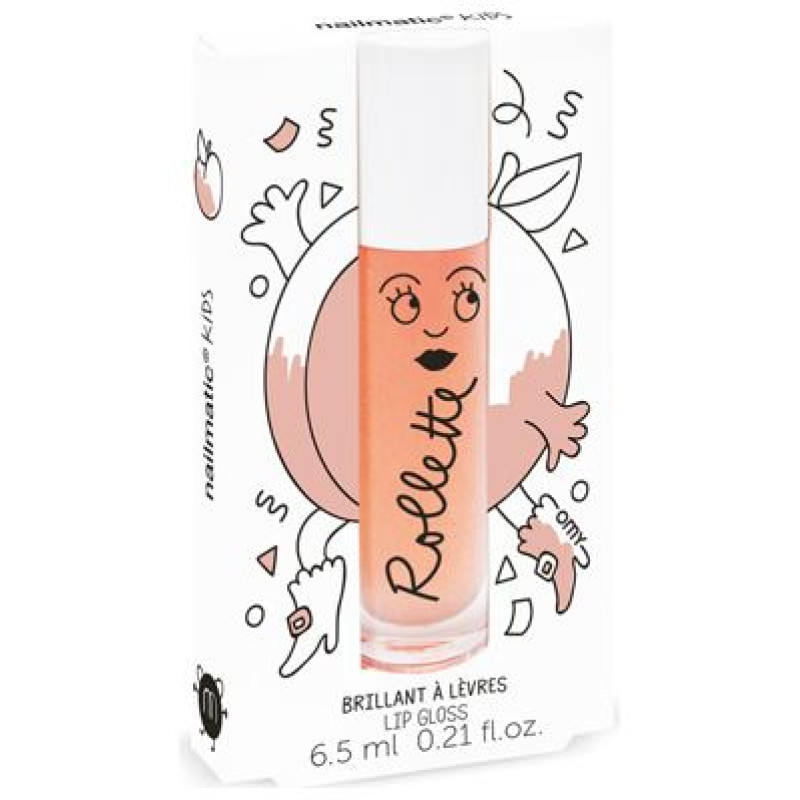 Nailmatic Kids Dabīgs un mitrino&scaron;s bērnu lūpu spīdums ar vitamīniem un augļu gar&scaron;u, Peach, 6,5 ml - ROLLPECHE