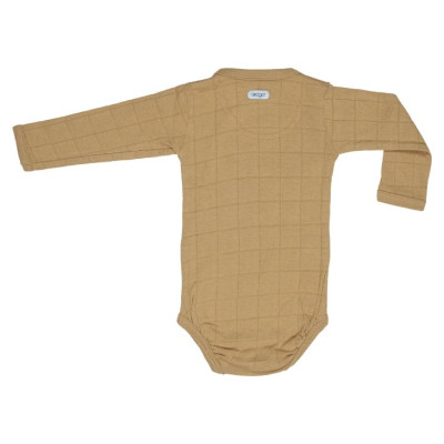 Lodger Romper Solid kokvilnas bodijs ar garām piedurknēm, Honey, 68 cm - RS 076_68