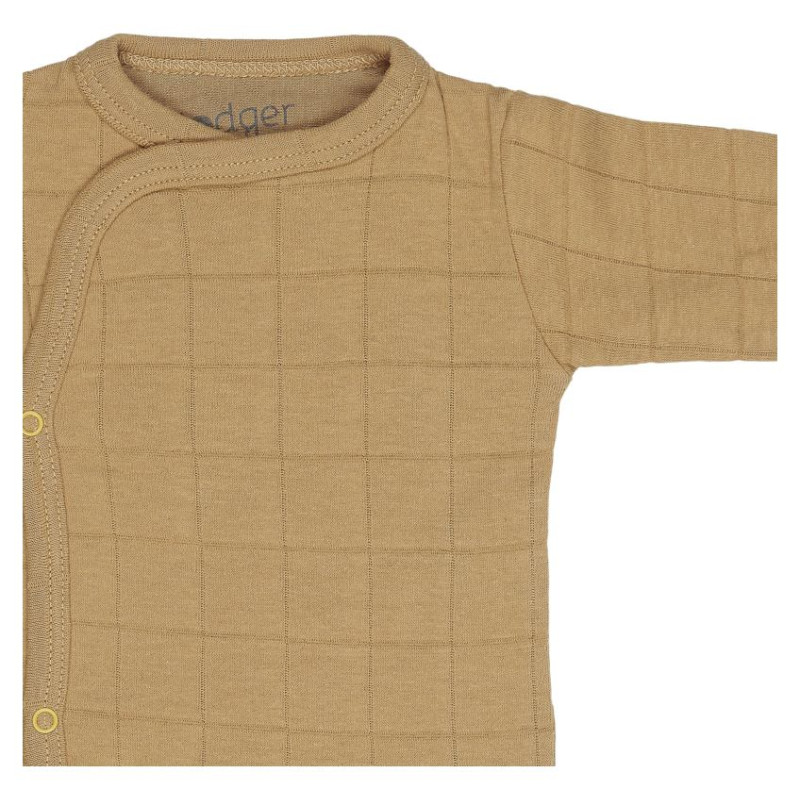 Lodger Romper Solid kokvilnas bodijs ar garām piedurknēm, Honey, 68 cm - RS 076_68