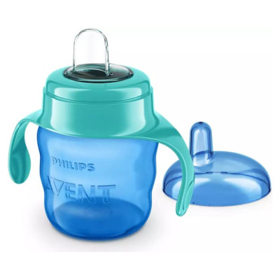 Philips Avent Easy Sip mācību krūzīte ar rokturiem,  6M+, 200ml, silikona snīpis, zaļa - SCF551/05