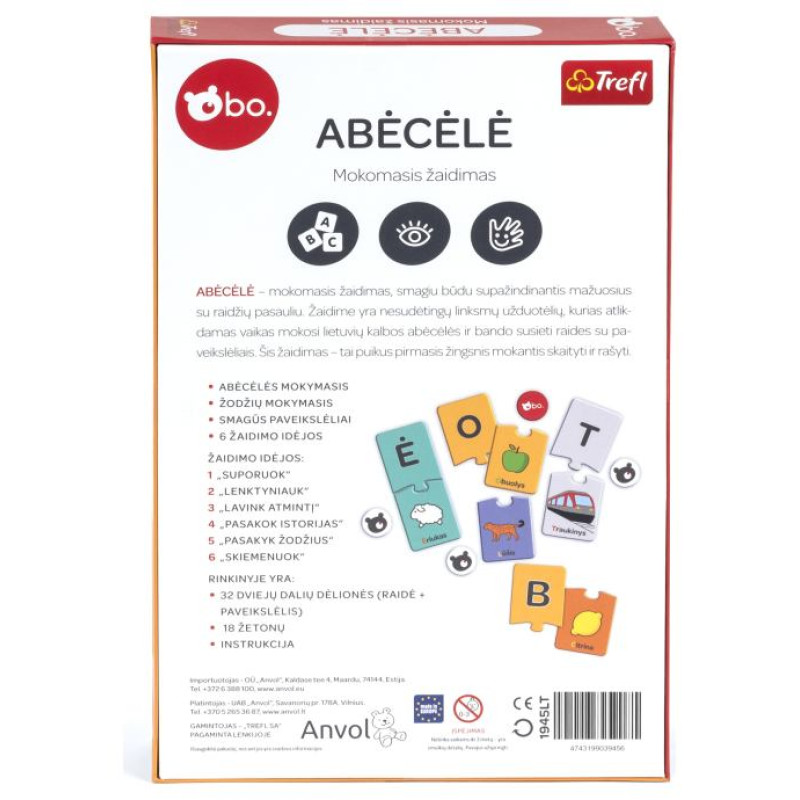 BO. Развивающая настольная игра "Алфавит" (на литовском языке)