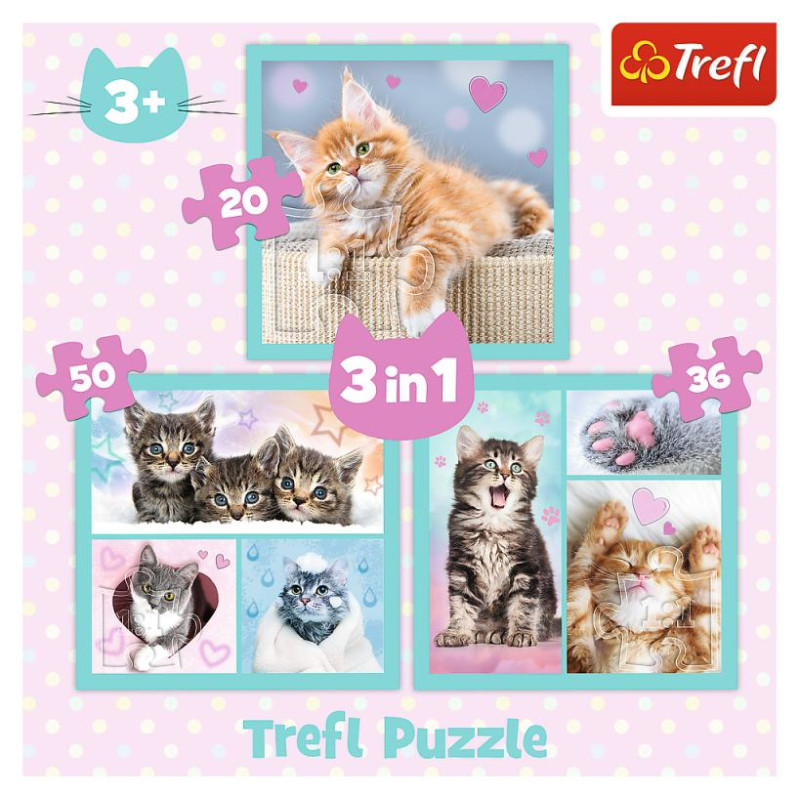 Trefl Pužļu komplekts 3in1 kaķēni