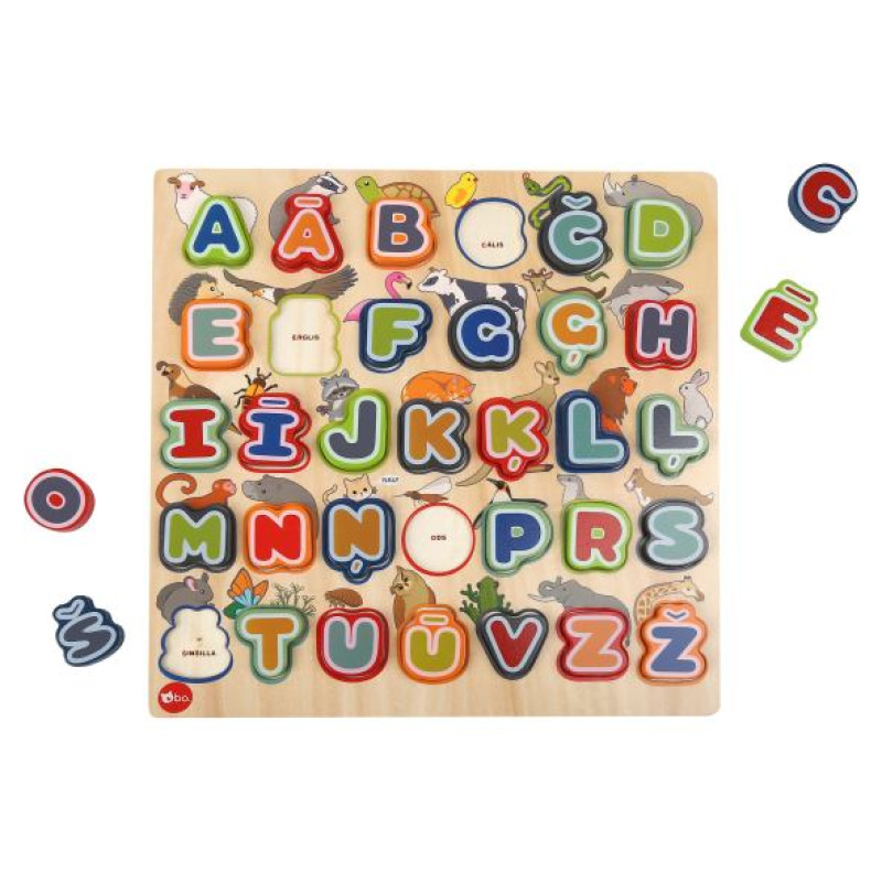 BO. Izglītojo&scaron;a puzle "Alfabēts un dzīvnieki" (Latvie&scaron;u valodā)