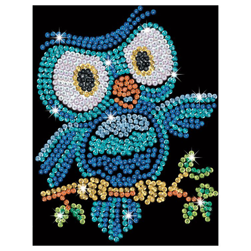 Kitfix Amatniecības komplekts Sequin Art Red spīdumiņu māksla, Pūce Ozzijs