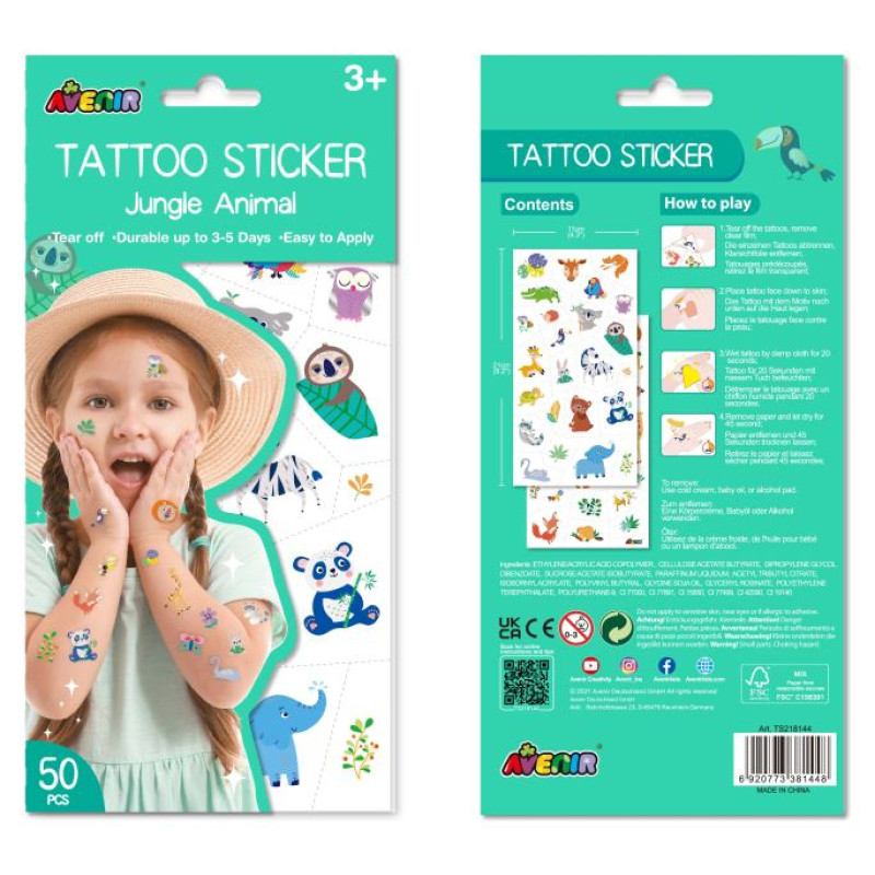 Avenir Tetovējumu uzlīmes: Džungļu dzīvnieki