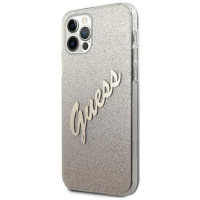 Guess GUHCP12MPCUGLSGO iPhone 12/12 Pro 6.1" gold/gold hardcase Glitter Gradient Script