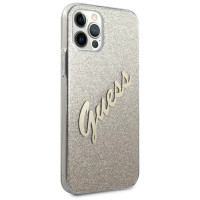 Guess GUHCP12MPCUGLSGO iPhone 12/12 Pro 6.1" gold/gold hardcase Glitter Gradient Script