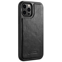 Icarer Leather Oil Wax case covered with natural leather for iPhone 12 Pro Max black (ALI1206-BK)
