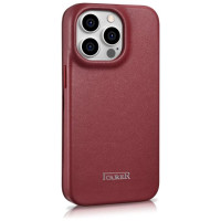 Icarer CE Premium Leather Folio Case iPhone 14 Pro Magnetic Flip Leather Folio Case MagSafe Red (WMI14220714-RD)