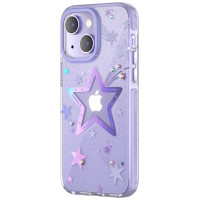Kingxbar Heart Star Series case for iPhone 14 Plus purple star case