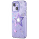 Kingxbar Heart Star Series case for iPhone 14 Plus purple star case