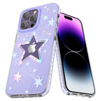Kingxbar Heart Star Series case for iPhone 14 Plus purple star case