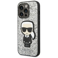 Karl Lagerfeld KLHCP14LGFKPG iPhone 14 Pro 6.1 "hardcase silver / silver Glitter Flakes Ikonik