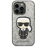 Karl Lagerfeld KLHCP14LGFKPG iPhone 14 Pro 6.1 "hardcase silver / silver Glitter Flakes Ikonik