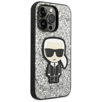 Karl Lagerfeld KLHCP14LGFKPG iPhone 14 Pro 6.1 "hardcase silver / silver Glitter Flakes Ikonik