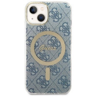 Guess Set Guess GUBPP14MH4EACSB Case+ Charger iPhone 14 Plus 6.7" blue/blue hard case 4G Print MagSafe