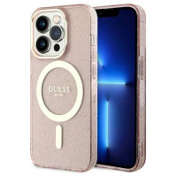 Guess GUHMP14LHCMCGP iPhone 14 Pro 6.1" pink/pink hardcase Glitter Gold MagSafe