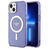 Guess Glitter Gold MagSafe case for iPhone 14 - purple