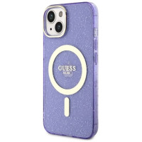 Guess Glitter Gold MagSafe case for iPhone 14 - purple