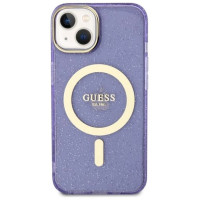 Guess Glitter Gold MagSafe case for iPhone 14 - purple