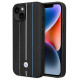 BMW Case BMW BMHCP14S22RVSK iPhone 14 6.1" black/black hardcase Leather Stamp Blue Lines