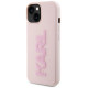 Karl Lagerfeld 3D Rubber Glitter Logo case for iPhone 15 Plus - pink