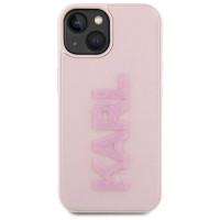 Karl Lagerfeld 3D Rubber Glitter Logo case for iPhone 15 Plus - pink