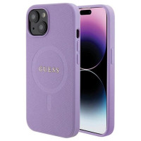 Guess Saffiano MagSafe case for iPhone 15 Plus - purple