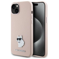 Karl Lagerfeld Silicone Choupette Metal Pin Case for iPhone 15 Plus / 14 Plus - Pink
