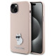 Karl Lagerfeld Silicone Choupette Metal Pin Case for iPhone 15 Plus / 14 Plus - Pink