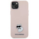 Karl Lagerfeld Silicone Choupette Metal Pin Case for iPhone 15 Plus / 14 Plus - Pink