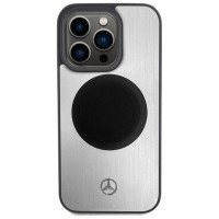 Mercedes Leather&Alu MagSafe case for iPhone 15 Pro Max - silver
