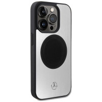 Mercedes Leather&Alu MagSafe case for iPhone 15 Pro Max - silver