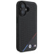 BMW M Perforated Tricolor Line MagSafe Case for iPhone 16 Plus - Black