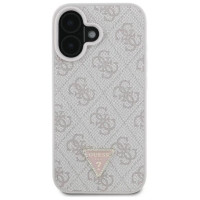 Guess Leather Metal Logo Strass Crossbody Case for iPhone 16 - Pink