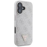 Guess Leather Metal Logo Strass Crossbody Case for iPhone 16 - Pink