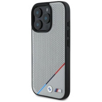 BMW M Perforated Tricolor Line MagSafe Case for iPhone 16 Pro Max - Gray