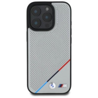 BMW M Perforated Tricolor Line MagSafe Case for iPhone 16 Pro Max - Gray