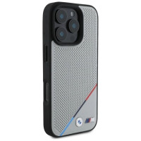 BMW M Perforated Tricolor Line MagSafe Case for iPhone 16 Pro Max - Gray