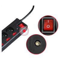 Hama 6-socket surge protector strip 1.4m with switches - black