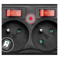 Hama 6-socket surge protector strip 1.4m with switches - black