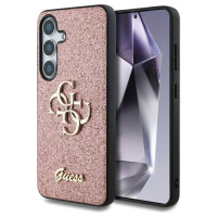 Guess Fixed Glitter Big 4G Metal Logo Case for Samsung Galaxy S25 Pink